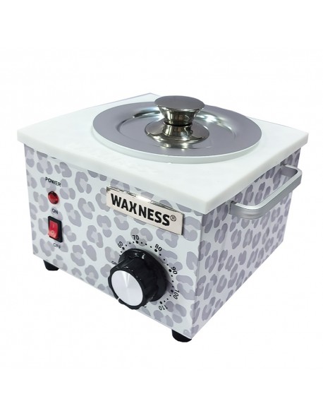 Professional Single Wax Heater WN-5001 E Wild Luxe White Leopard Elite Series Holds 16 Oz- 2 Years Warranty with Silicone Liner