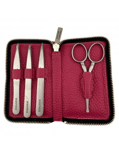 Professional Stainless Steel Tweezer Set Burgundy, Made in Solingen, Germany