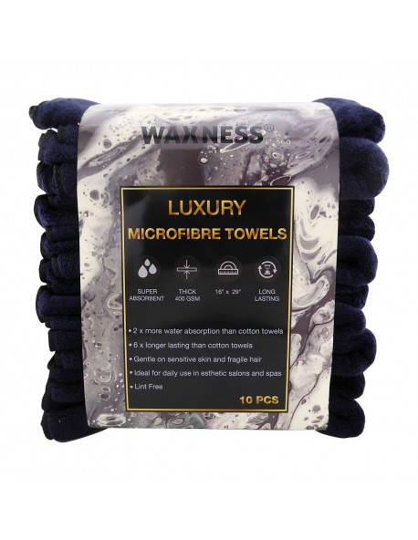 Premium Soft Thick Extra Absorbent Microfiber Cosmetic Towel 16” X 29” 400 GSM Black, Pack of 10