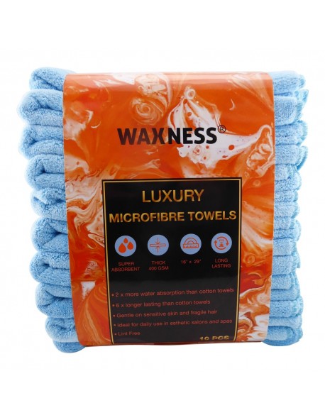 Premium Soft Thick Extra Absorbent Microfiber Cosmetic Towel 16” X 29” 400 GSM Blue, Pack of 10