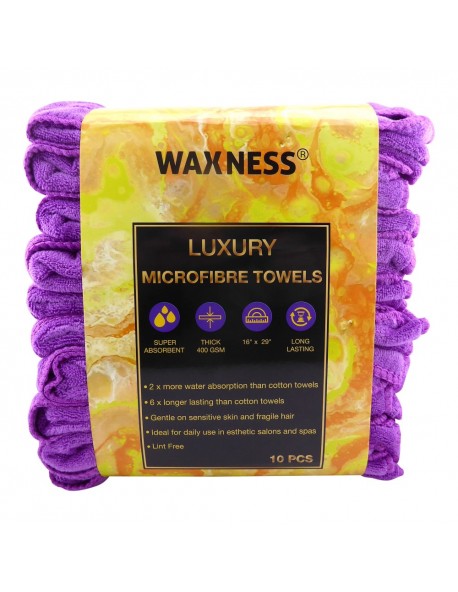 Premium Soft Thick Extra Absorbent Microfiber Cosmetic Towel 16” X 29” 400 GSM Purple, Pack of 10