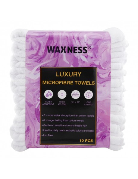 Premium Soft Thick Extra Absorbent Microfiber Cosmetic Towel 16” X 29” 400 GSM White, Pack of 10