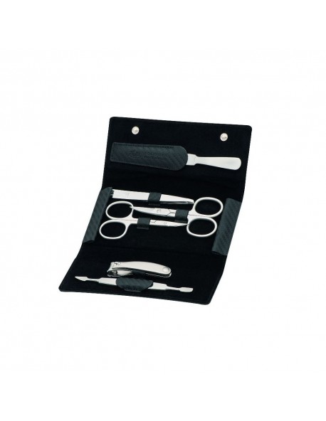 Erbe Manicure Snap Button Case Range "Carbon", Black, 6 instruments