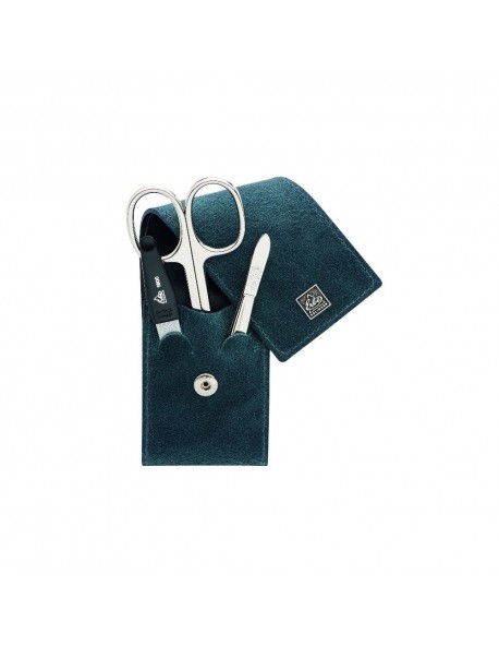 Erbe Manicure Pocket Case Range "Cognac & Ocean Blue", Ocean Blue, 3 instruments