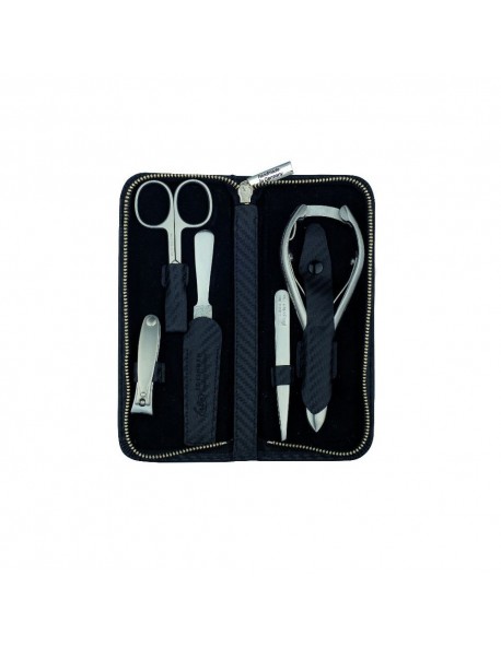 Erbe Manicure Pocket Case Range "Carbon", Black, Stainless, 5 instruments