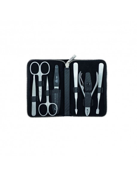 Erbe Manicure Zipper Case Range "Carbon", Black, 7 instruments