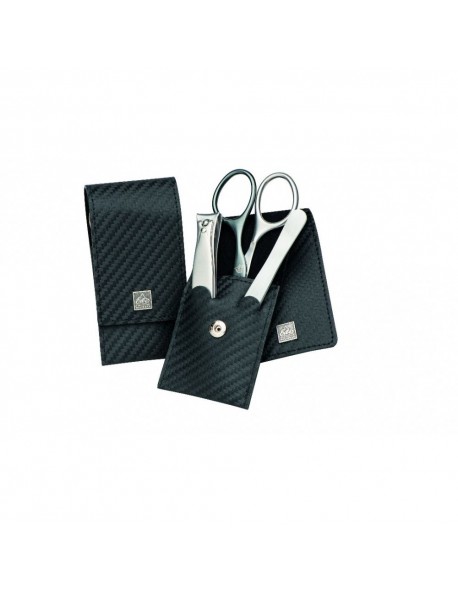 Erbe Manicure Pocket Case Man Range "Carbon", Black, 3 instruments