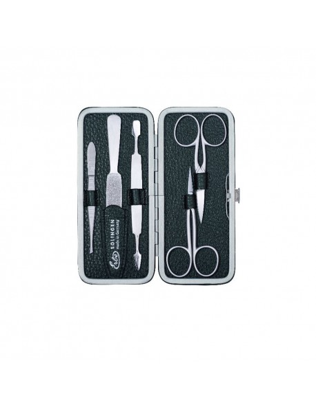 Erbe Piemont Series Clip-Top Case With Manicure Set, Black, Light Green, 5 instruments