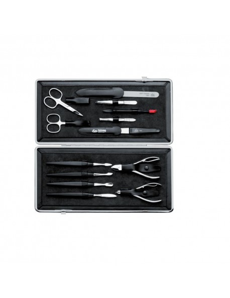 Erbe Manicure Clip-Top Case "Imperial", Black, 13 instruments