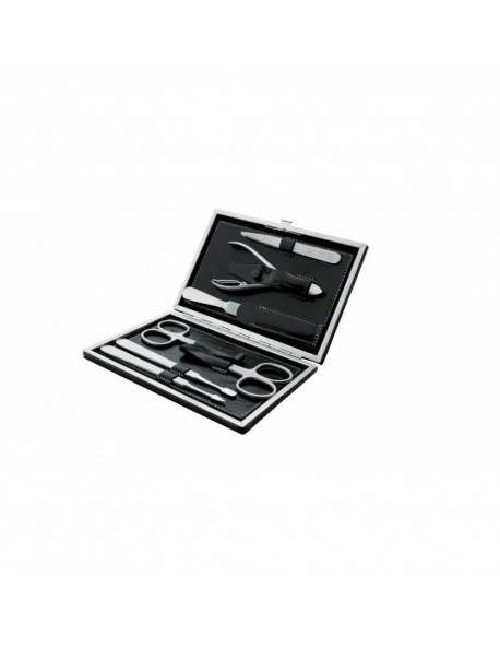 Erbe Manicure Clip-Top Case Range "Magnum", Stainless, Black, 7 instruments
