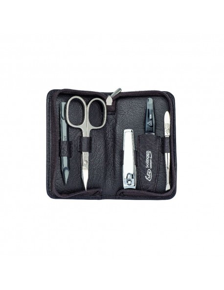 Erbe Manicure Pocket Case "Siena", Zipper, Brown, 5 instruments