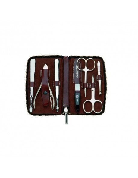 Erbe Manicure Zipper Case Range "Houston", Brown, 7 instruments