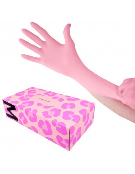 Cosmetology Nitrile Gloves Pink Wild Luxe , Medium, 100 pcs / box