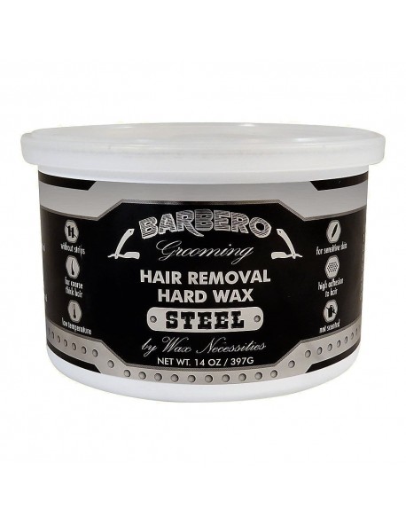 BARBERO HAIR REMOVAL HARD WAX TIN STEEL 14 OZ / 397 G